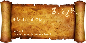 Bőhm Ákos névjegykártya